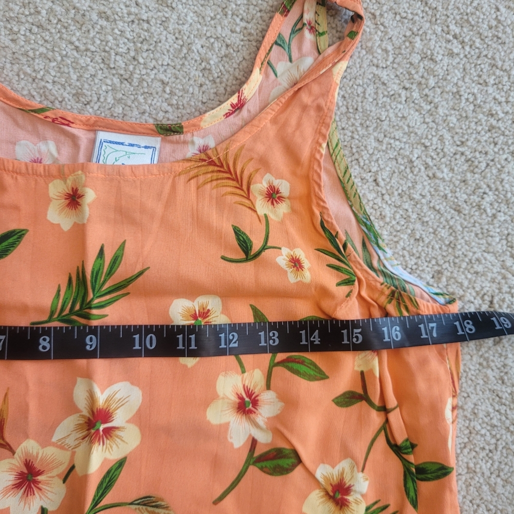 Baja Blue Orange Tropical Floral Maxi Dress Boho Beach Vacation Sz M - Picture 6 of 10